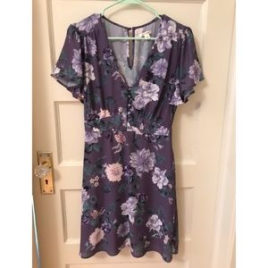 Floral Purple sundress w/button detail